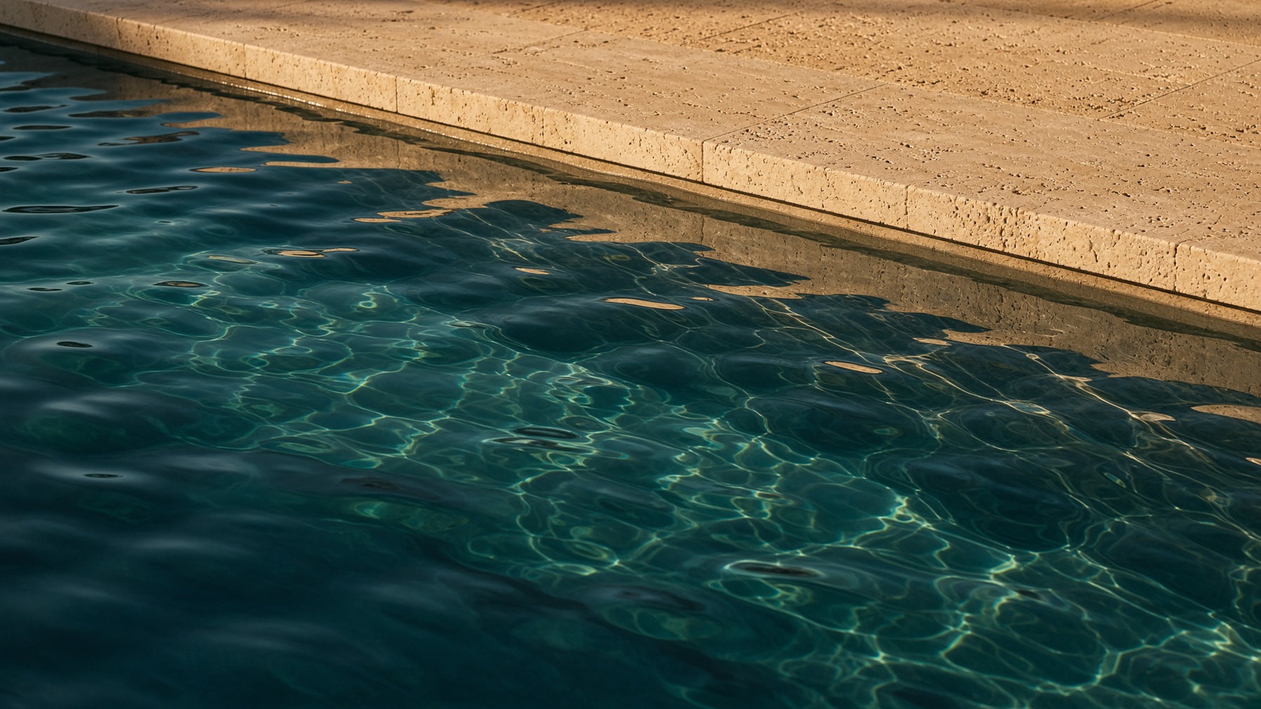 Pool water darkening from shallow to deep