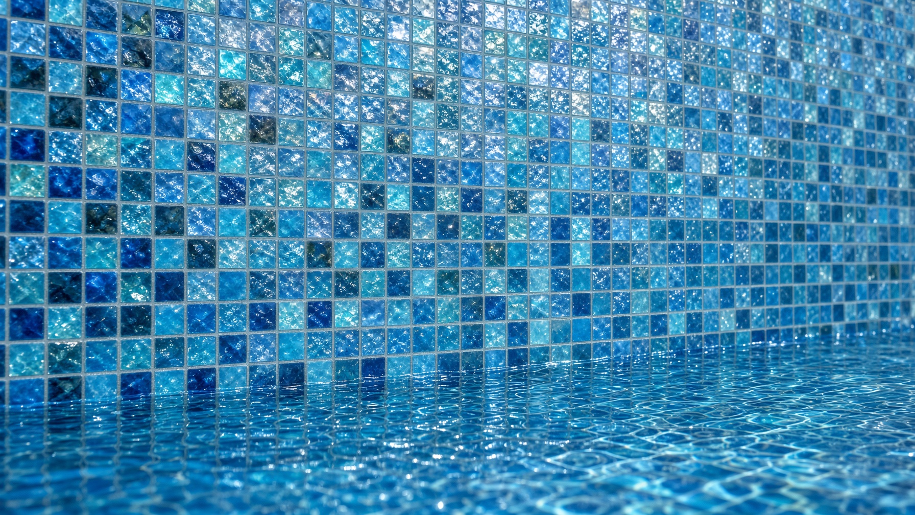 Glass mosaic pool tile