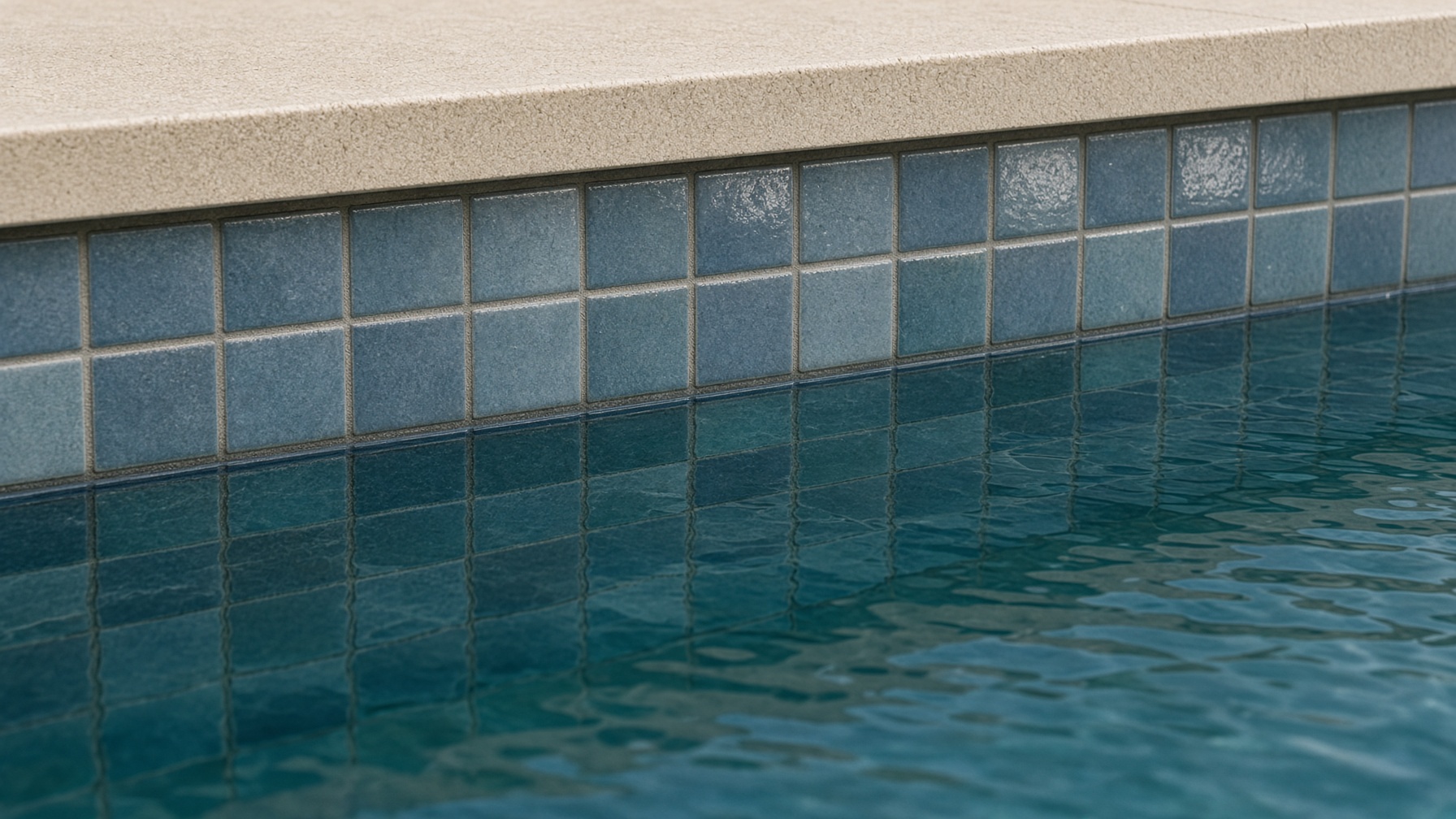 Repaired pool waterline tile