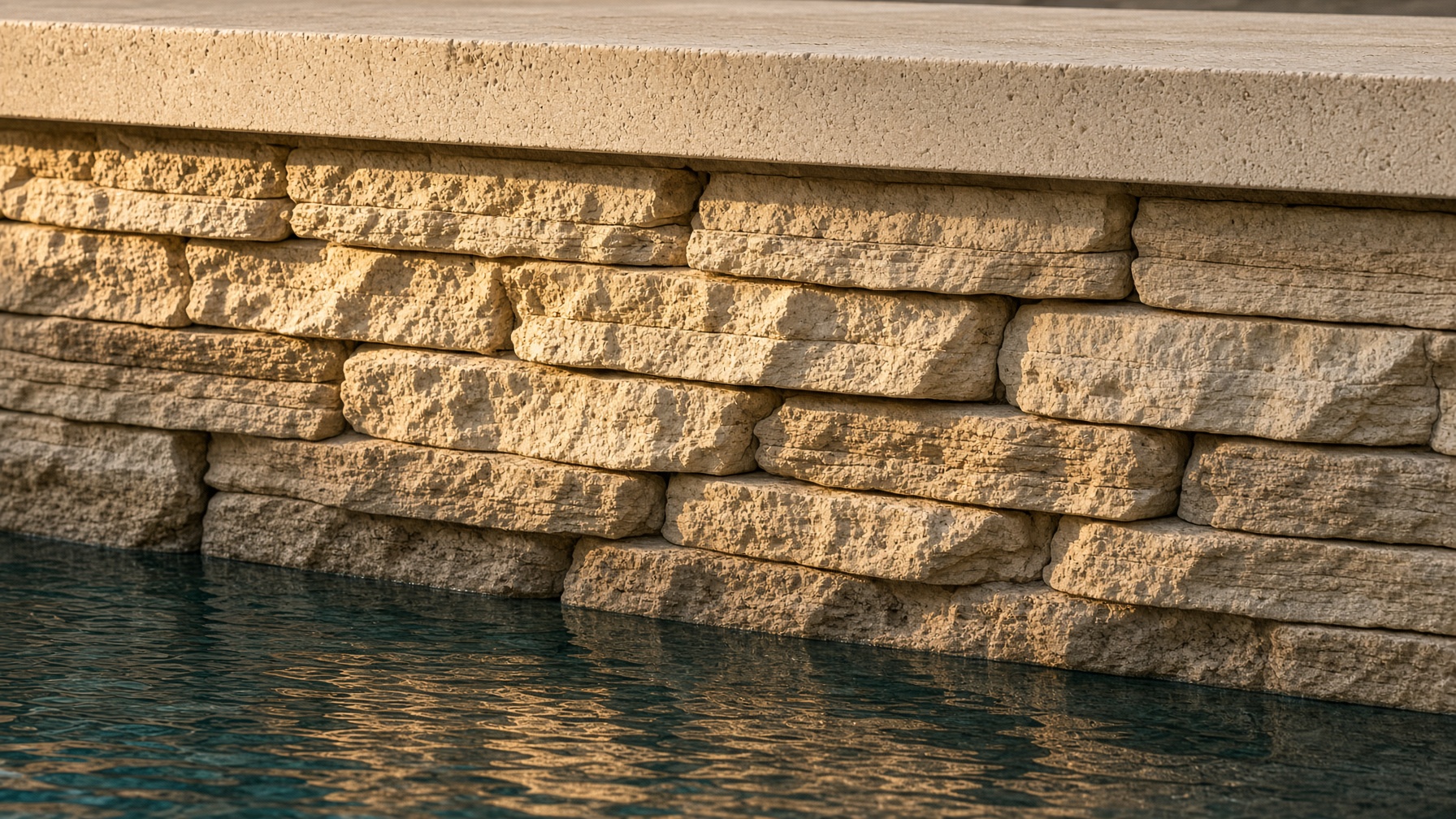 Natural stone pool tile